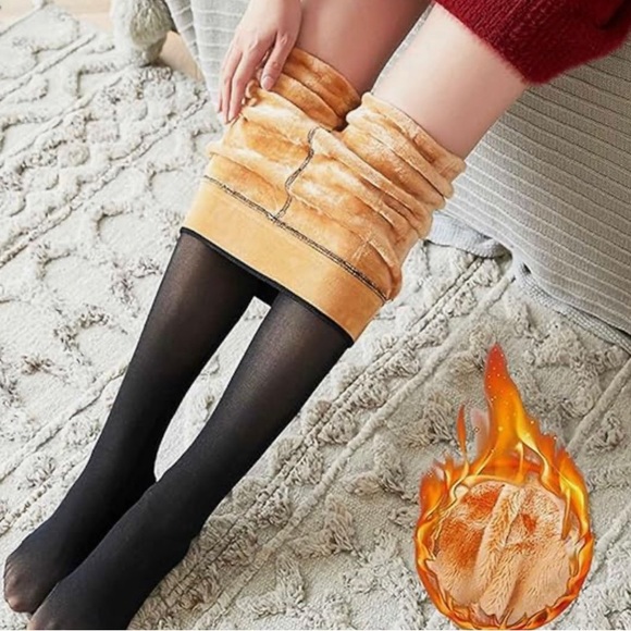 300 G! The ticker ultra warm Fleeced Lined Pantyhose winter transparent thermal - Picture 1 of 9